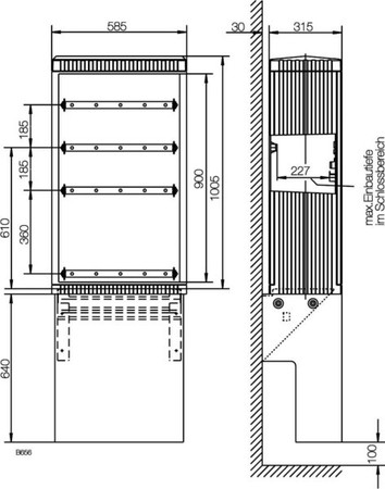 Empty cabinet 1005 mm 585 mm 315 mm SK100GA