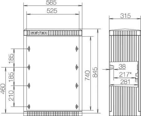 Empty cabinet 845 mm 585 mm 315 mm SL080