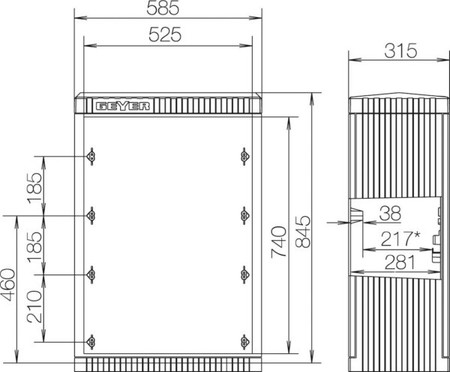 Empty cabinet 845 mm 585 mm 315 mm SL080P