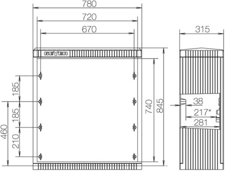 Empty cabinet 845 mm 780 mm 315 mm SL081