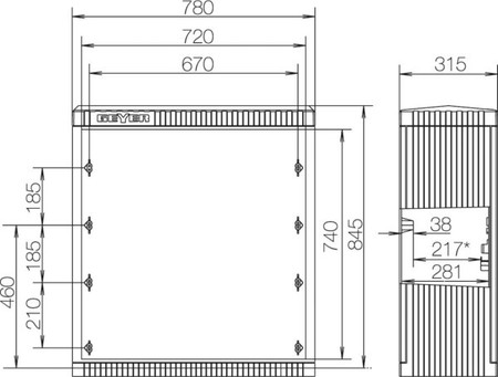 Empty cabinet 845 mm 780 mm 315 mm SL081P