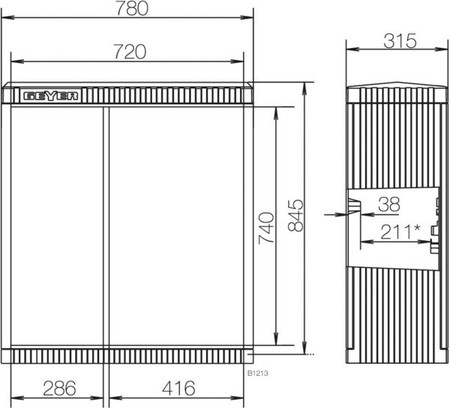 Empty cabinet 845 mm 780 mm 315 mm SL081V