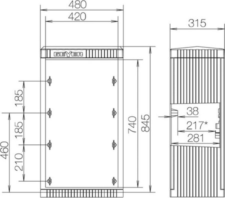 Empty cabinet 845 mm 460 mm 315 mm SL084