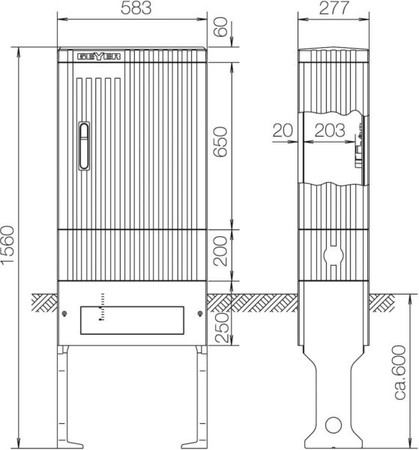 Unequipped meter cabinet Plastic 203 mm SL155