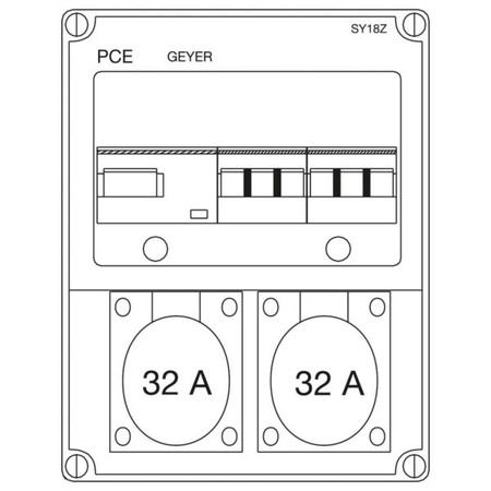 CEE socket outlet combination 1x16A5p400V 1x32A5p400V None SY18Z