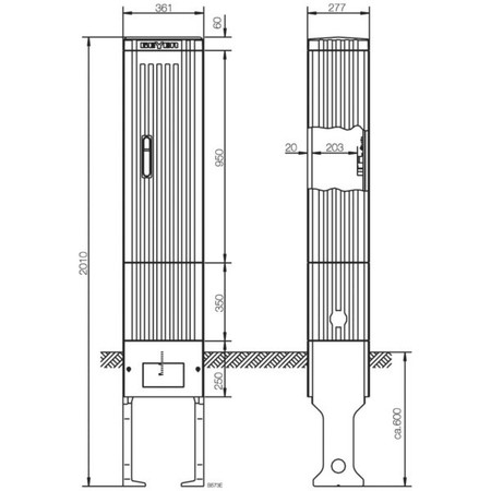 Unequipped meter cabinet Surface mounting Plastic SL202P