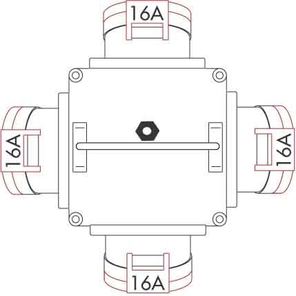 CEE socket outlet combination 4x16A5p400V None None 57074