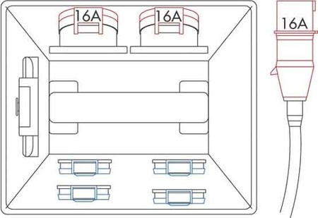 CEE socket outlet combination 2x16A5p400V None None 52638
