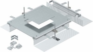 Extension unit for underfloor installation duct flush floor open