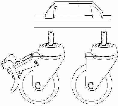 Swivel castor set for cable dispenser  412369