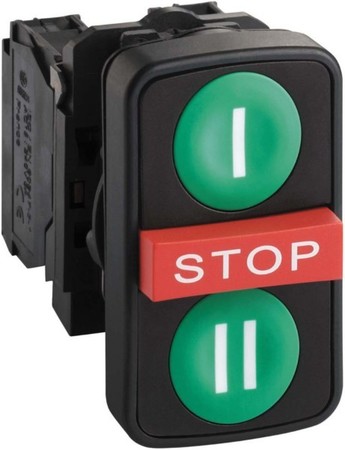 Push button, complete 3 Red/green Rectangular XB5AA731327