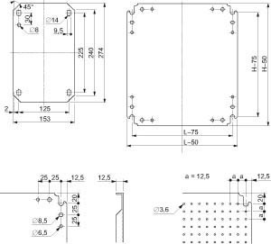 Mounting plate for distribution board 750 mm 550 mm NSYMF86