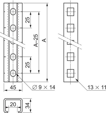 Component for installation (switchgear cabinet) 45 mm NSYTVR16