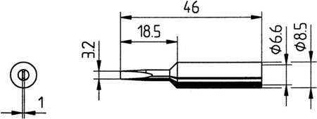 Soldering tip 3.2 mm Chisel shaped Straight 0832EDLF/SB