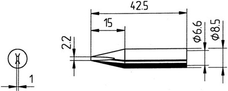 Soldering tip 2.2 mm Chisel shaped Straight 0842CDLF/SB