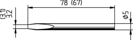 Soldering tip 3.1 mm Chisel shaped Straight 0032KD/SB