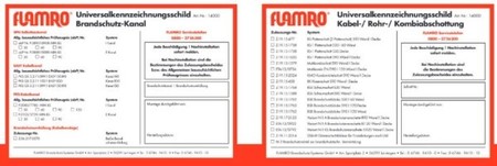 Accessories for fire partitioning Wall text plate 14000