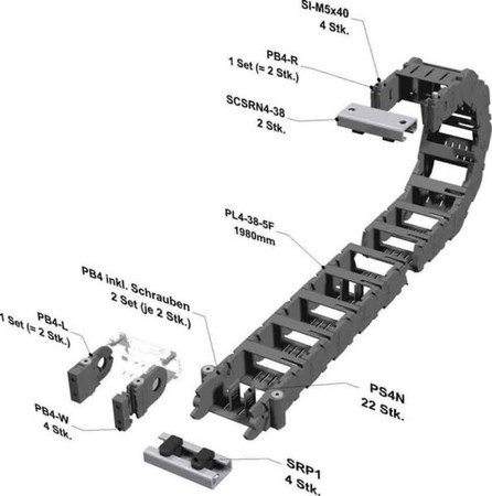 Cable guide chain 38 mm 25 mm 6124038050