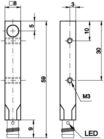 Inductive proximity switch 8 mm 8 mm 59 mm IB090176