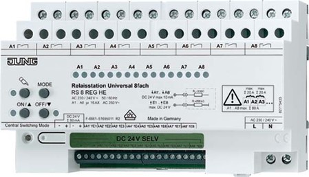Central control system for buildings DIN rail RS8REGHE