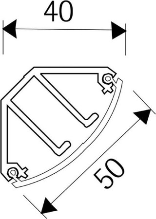 Corner duct 40 mm 40 mm EDK50.6