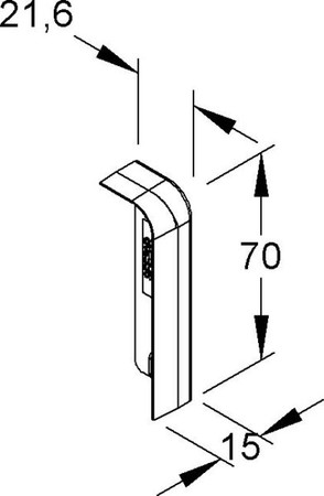 End piece for skirting duct 72 mm 27 mm Right T/SFE70R.6