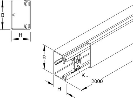 Installation duct 40 mm 62 mm 2000 mm HKL4060.3