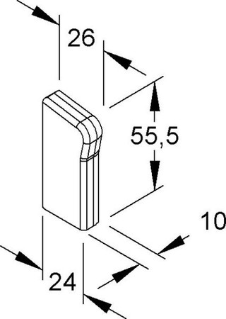 End piece for skirting duct 54 mm 24 mm Left T/SFE50L.3