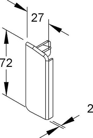 End piece for skirting duct 72 mm 27 mm Left T/SFE70L.3