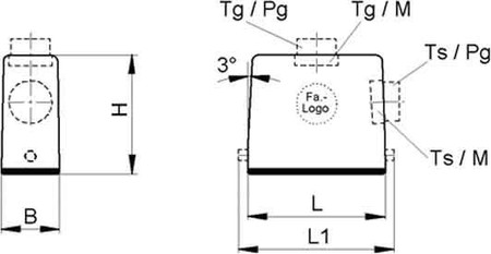 Housing for industrial connectors Rectangular 10446000