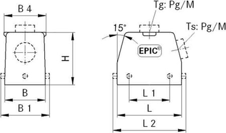 Housing for industrial connectors Rectangular 10090000