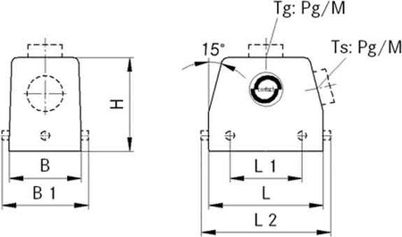 Housing for industrial connectors Rectangular 10022000