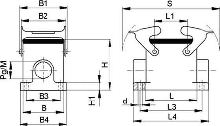 Housing for industrial connectors Rectangular 19074000