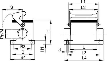 Housing for industrial connectors Rectangular 10005000