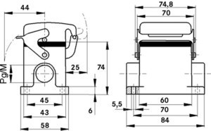 Housing for industrial connectors Rectangular 79016400