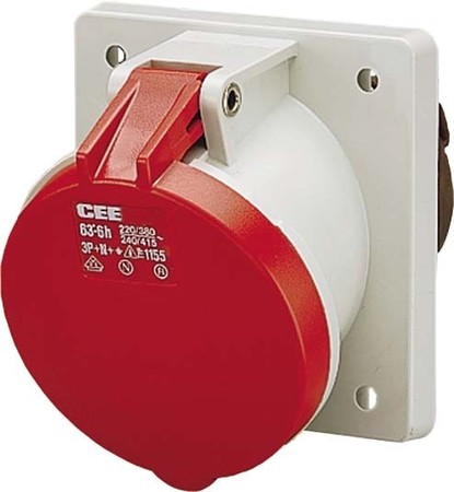 Panel-mounted CEE socket outlet 63 A 4 1151A