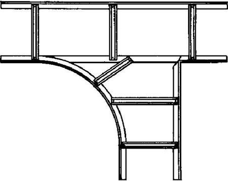 Tee for cable ladder Flat profile 60 mm KLAR 60.403 F