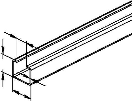 Support/Profile rail 2000 mm 30 mm 24 mm 2972/2 GO