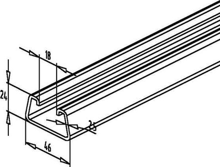 Support/Profile rail 6000 mm 46 mm 24 mm 2990/6 FO