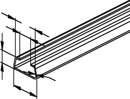 Support/Profile rail 2000 mm 34 mm 15 mm 2975/2 SO