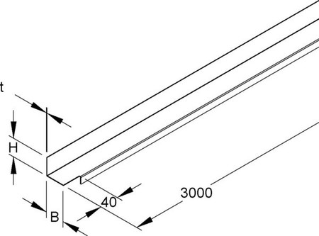 Separation plate for cable support system 40 mm 3000 mm TP 40.45