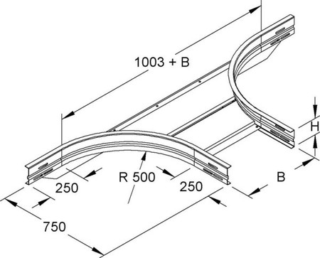 Add-on tee for cable tray  WRTAR 105.500 F