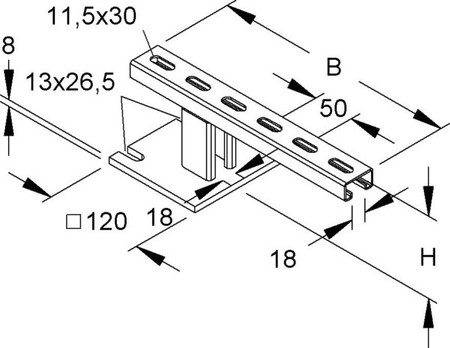 Support bracket for cable support system 300 mm RSSTA 100.300