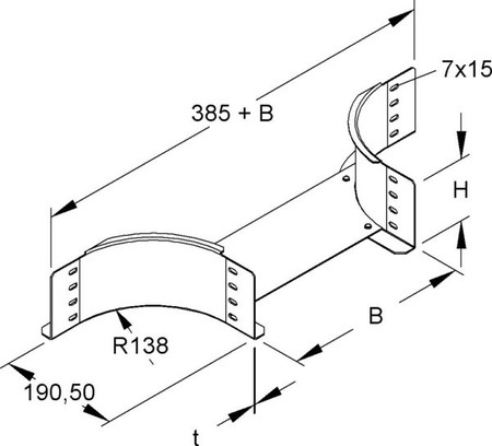 Add-on tee for cable tray 110 mm 400 mm 138 mm RTAS 110.400