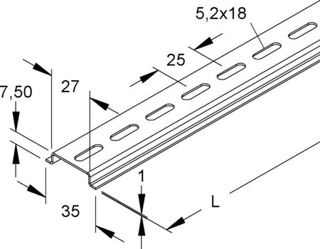 DIN rail (top hat rail) DIN rail acc. EN60715 Steel 2933/2 VL