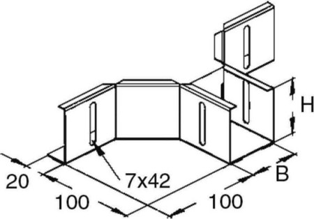 Add-on tee for cable tray 35 mm 50 mm RTAK 35.050