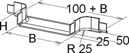 Add-on tee for cable tray 50 mm 100 mm 25 mm KPSS 50.100/P