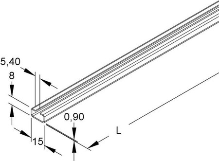 Support/Profile rail 2000 mm 15 mm 8 mm 2930/2 BO