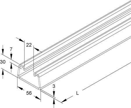 Support/Profile rail 2000 mm 56 mm 30 mm 2995/2 BO