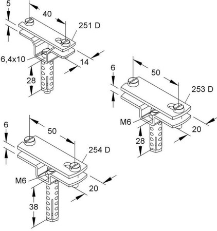 Conductor holder for lightning protection With screw clamp 251 D